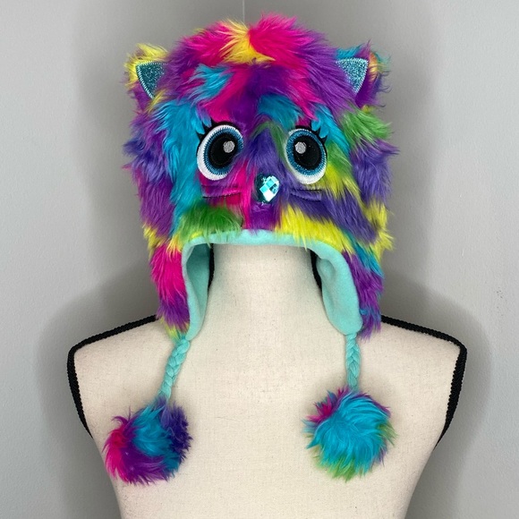 Other - Rainbow monster winter hat with pom poms